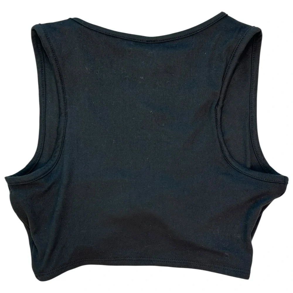 NWT Tresser Black Twist Front Crop Top Small Sleeveless Stretchy Basic